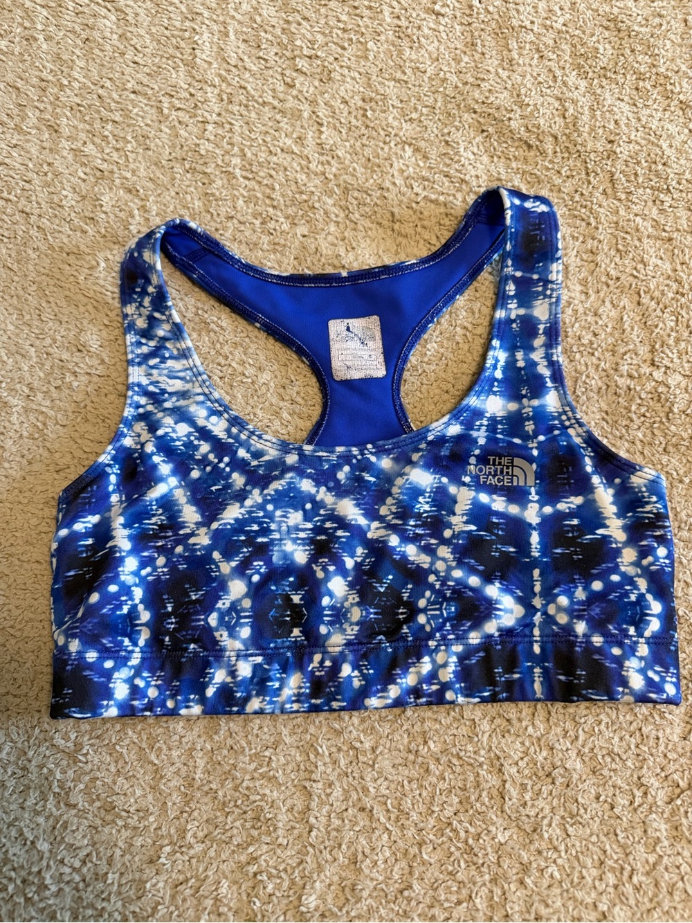 The North Face VaporWick Blue Tie Dye Racerback Sports Bra Size S